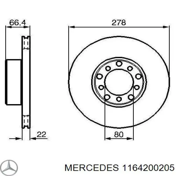 Тормоз дисковый передний Mercedes 1164200205 цена, от 54.75 USD