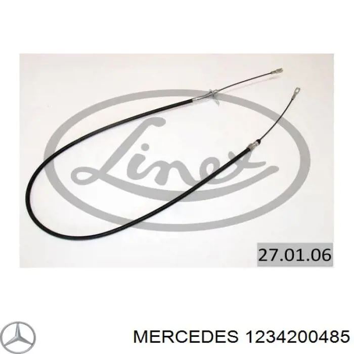 1234200485 Mercedes трос ручного тормоза задний левый
