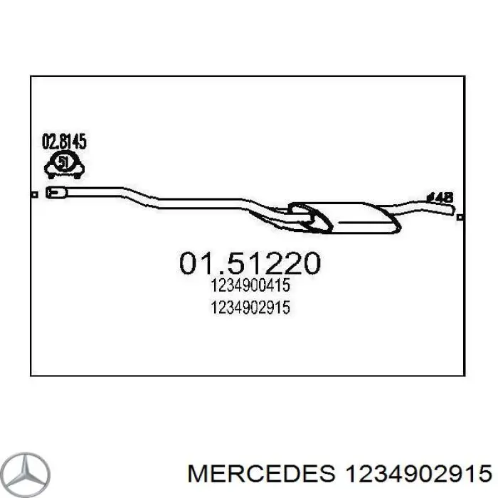 Центральная часть глушителя 1234902915 Mercedes