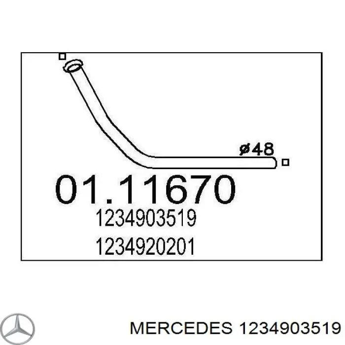 1234903519 Mercedes глушитель, передняя часть