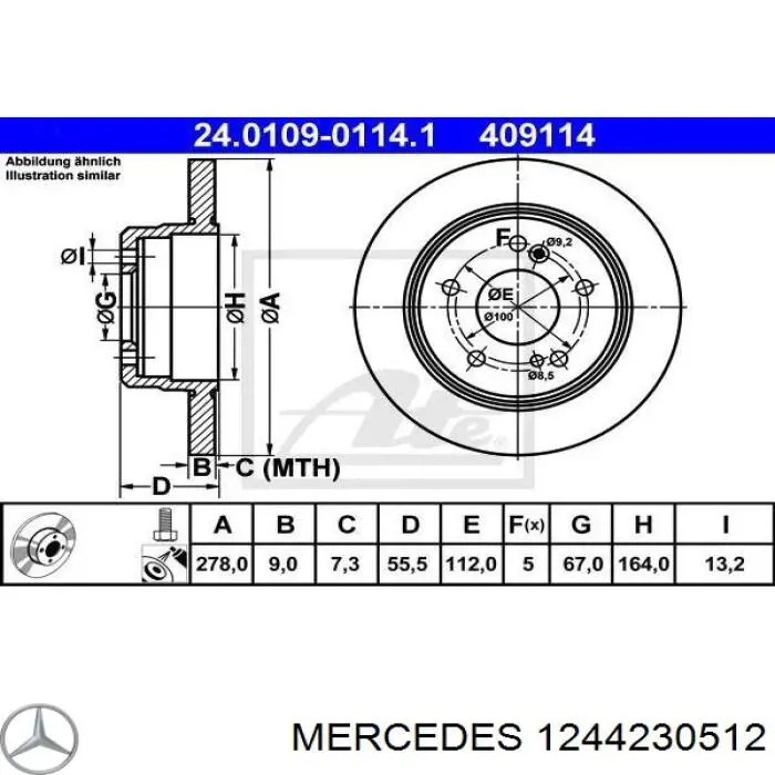 1244230512 Mercedes диск тормозной задний