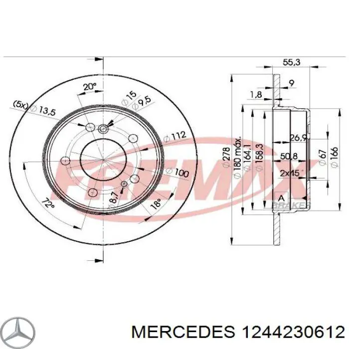 1244230612 Mercedes диск тормозной задний