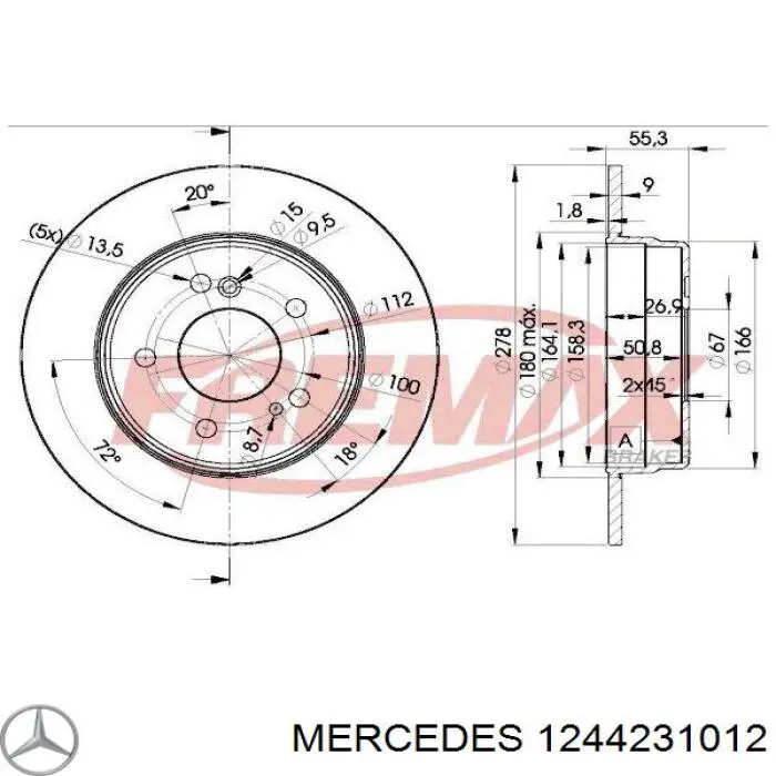Купить 1244231012 Mercedes Диск тормозной задний