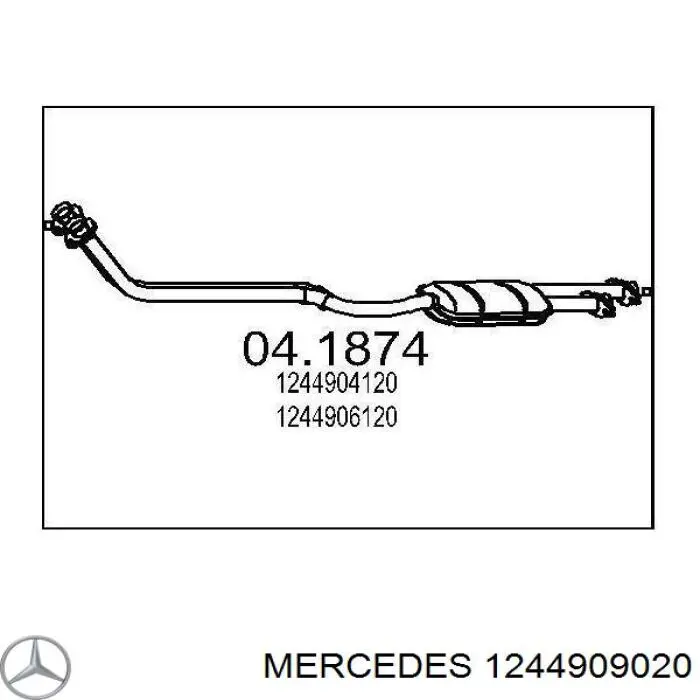 1244909020 Mercedes труба приемная (штаны глушителя передняя)