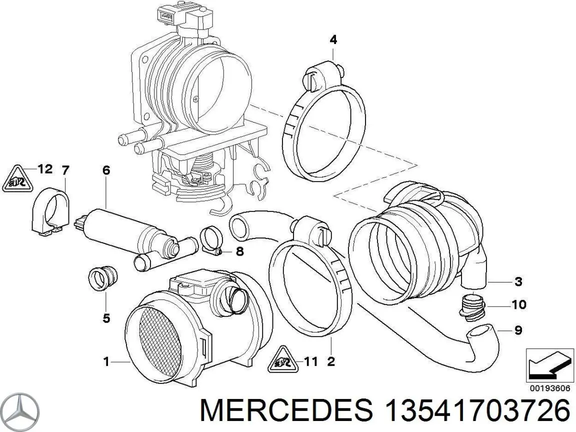 Патрубок расходомера воздуха 13541703726 Mercedes