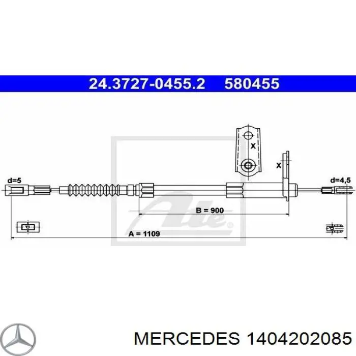 Задний правый трос ручника 1404202085 Mercedes