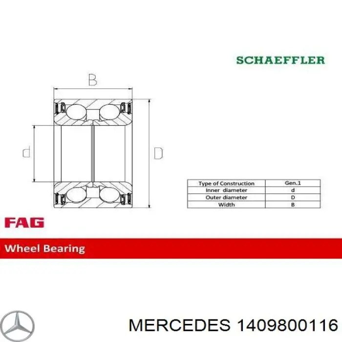 Подшипники задней ступицы Mercedes 1409800116 цена, от 20.88 USD