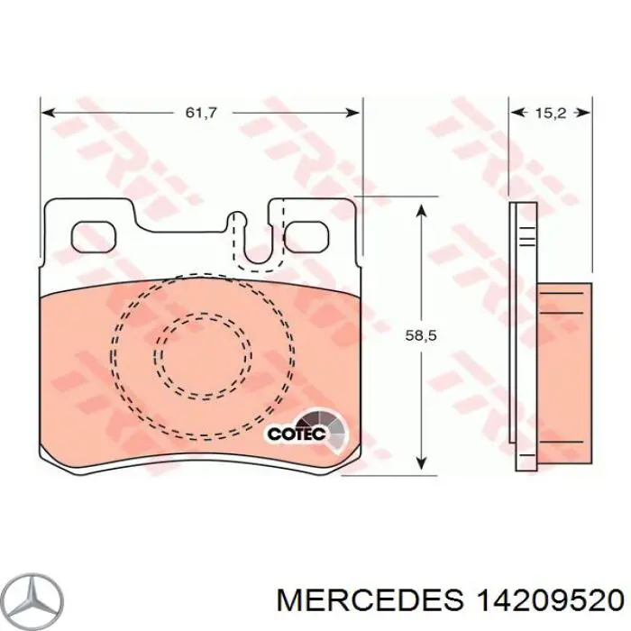 Купить 14209520 Mercedes Колодки тормозные задние, дисковые