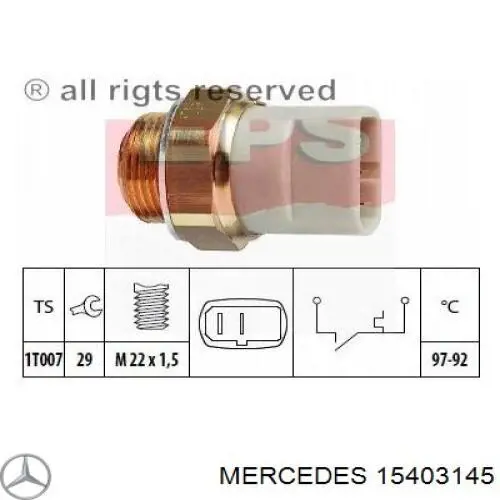 Датчик включения вентилятора радиатора 15403145 Mercedes