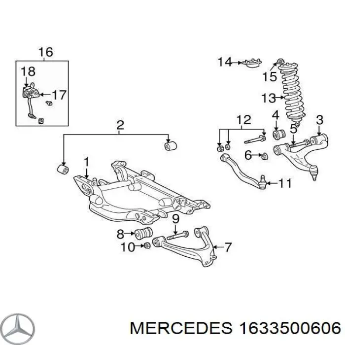 1633500606 Mercedes болт крепления заднего развального рычага, внутренний