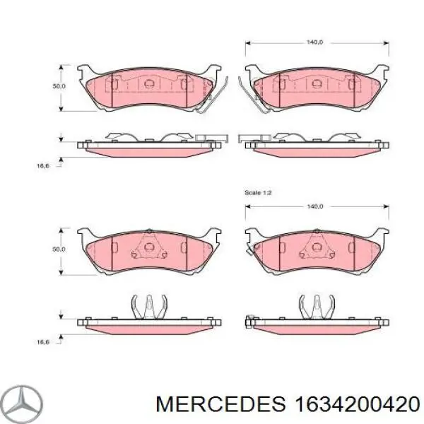 Задние тормозные колодки 1634200420 Mercedes