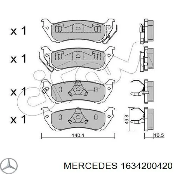 Колодки дисковые  Mercedes 1634200420 цена, от 34.09 USD