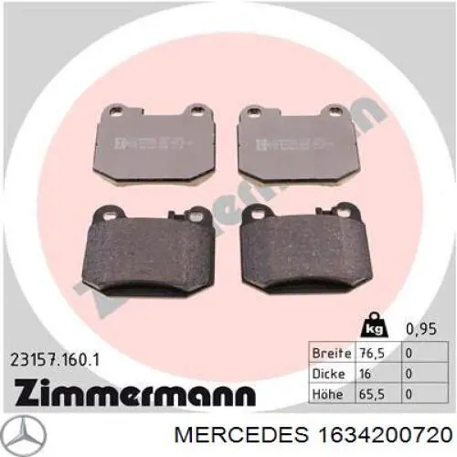 Задние тормозные колодки 1634200720 Mercedes