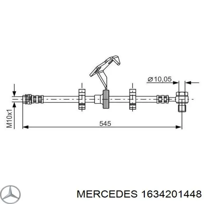 1634201448 Mercedes шланг тормозной передний правый