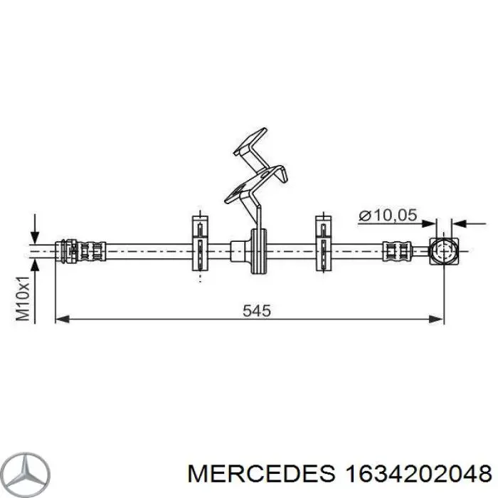 Шланг тормозной передний левый 1634202048 Mercedes