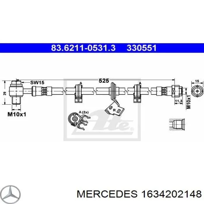 Тормозной шланг Mercedes 1634202148 цена, от 28.08 USD