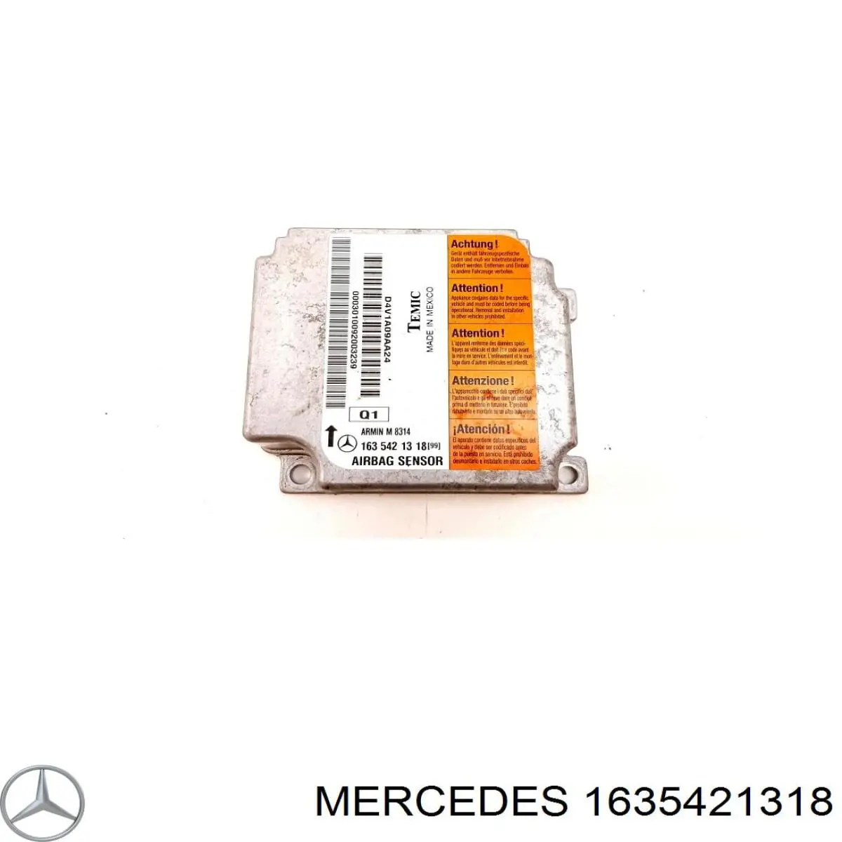 Модуль-процессор управления подушкой безопасности (ЭБУ AIRBAG) 1635421318 Mercedes