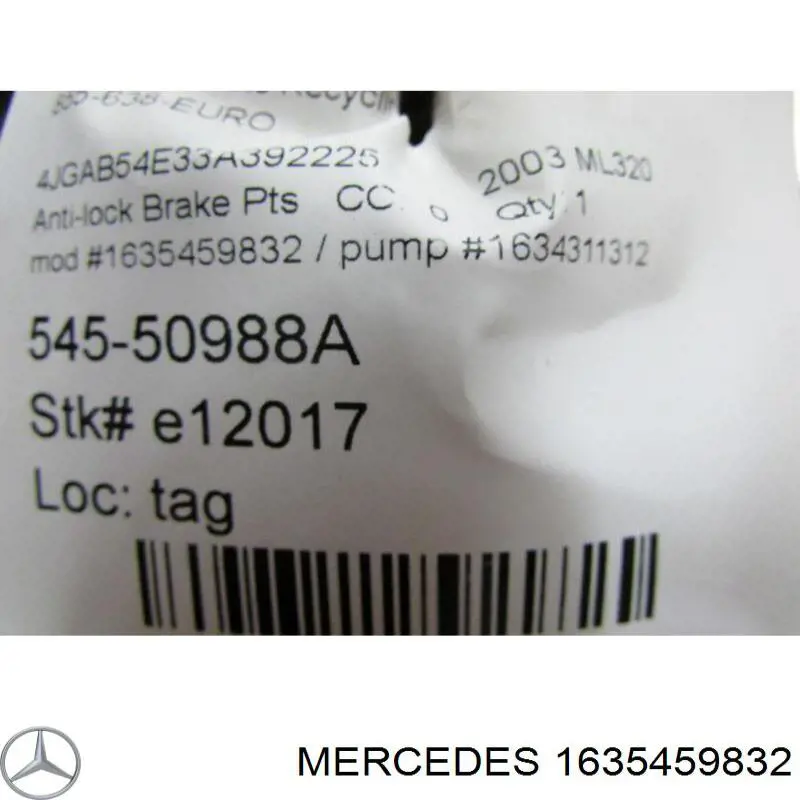 1635459832 Mercedes Насос АБС (ABS) главного тормозного цилиндра