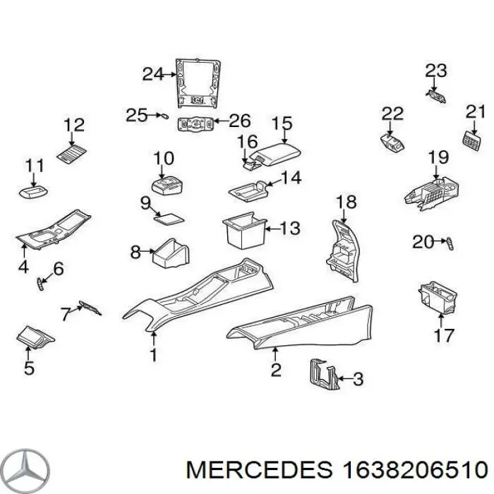 1638206510 Mercedes Кнопочный блок управления стеклоподъемником центральной консоли