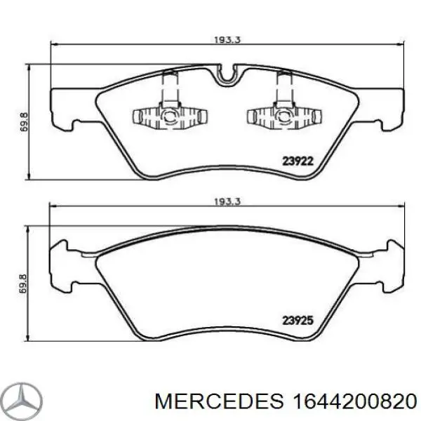 1644200820 Mercedes колодки тормозные передние дисковые