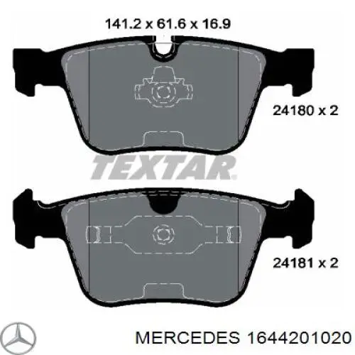 1644201020 Mercedes колодки тормозные задние дисковые