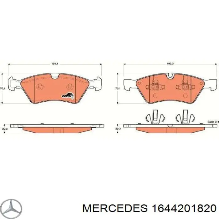 Купить 1644201820 Mercedes Колодки тормозные