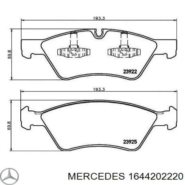 Передние тормозные колодки 1644202220 Mercedes