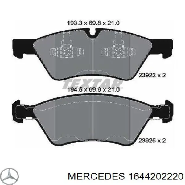 Купить 1644202220 Mercedes Колодки тормозные