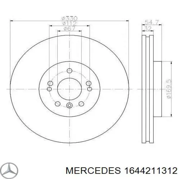 1644211312 Mercedes disco do freio dianteiro