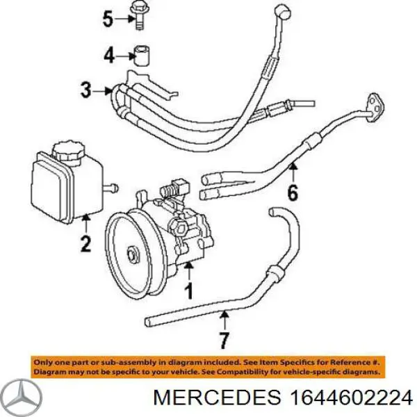1644602224 Mercedes шланг гур высокого давления от насоса до рейки (механизма)