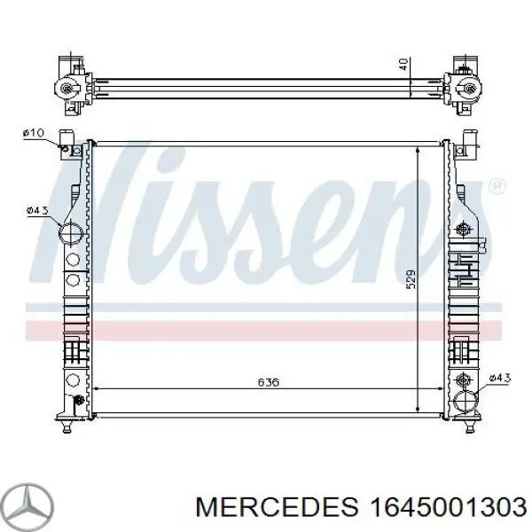 1645001303 Mercedes radiador de esfriamento de motor