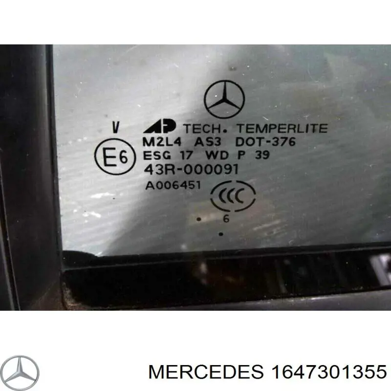 1647301355 Mercedes vidro de janelo da porta traseira esquerda