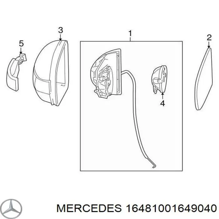 Накладка зеркала заднего вида, левая на Mercedes ML/GLE (W164)