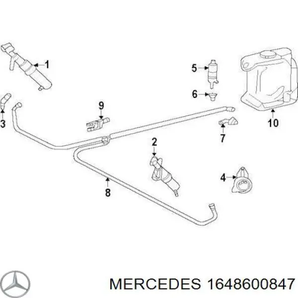 1648600847 Mercedes держатель форсунки омывателя фары (подъемный цилиндр)