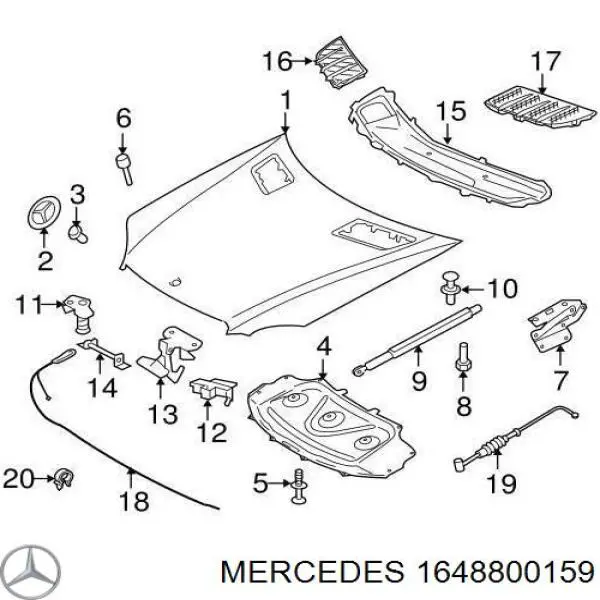1648800159 Mercedes трос открывания капота