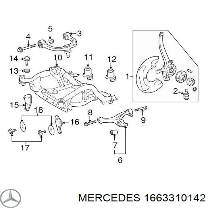 Купить 1663310142 Mercedes Сайлентблок переднего подрамника