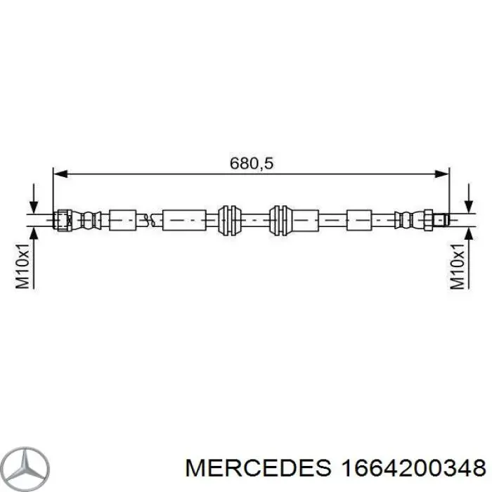 1664200348 Mercedes Гибкая тормозная трубка передняя
