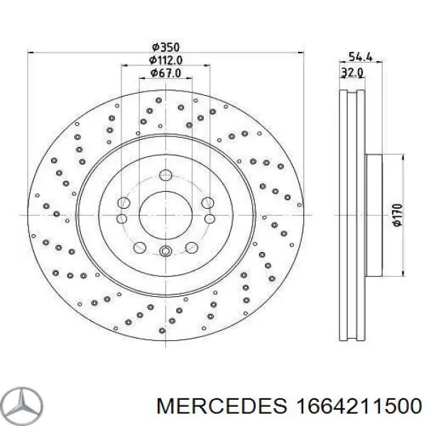 Передние тормозные диски 1664211500 Mercedes