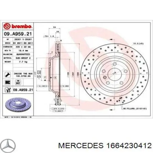 Задний тормозной диск Mercedes 1664230412 цена, от 94.64 USD