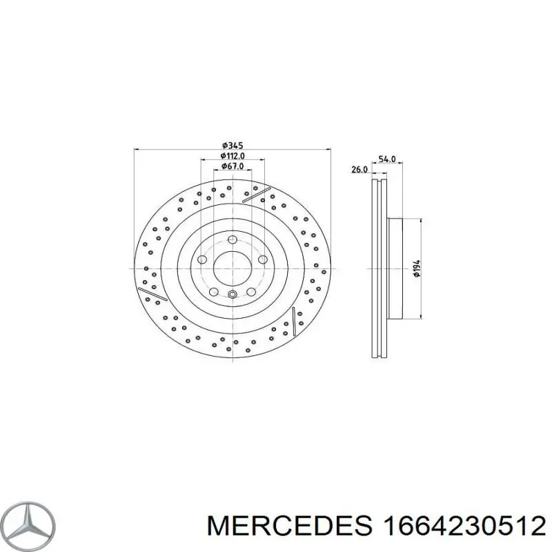 1664230512 Mercedes диск тормозной задний