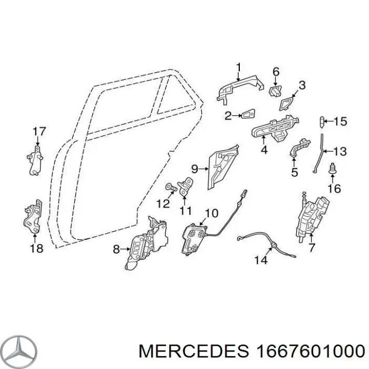 Замок задней двери, правой Mercedes 1667601000 цена, от 101.35 USD