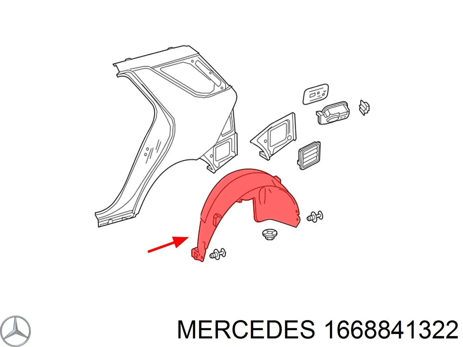 1668841322 Mercedes Подкрылок крыла заднего левый