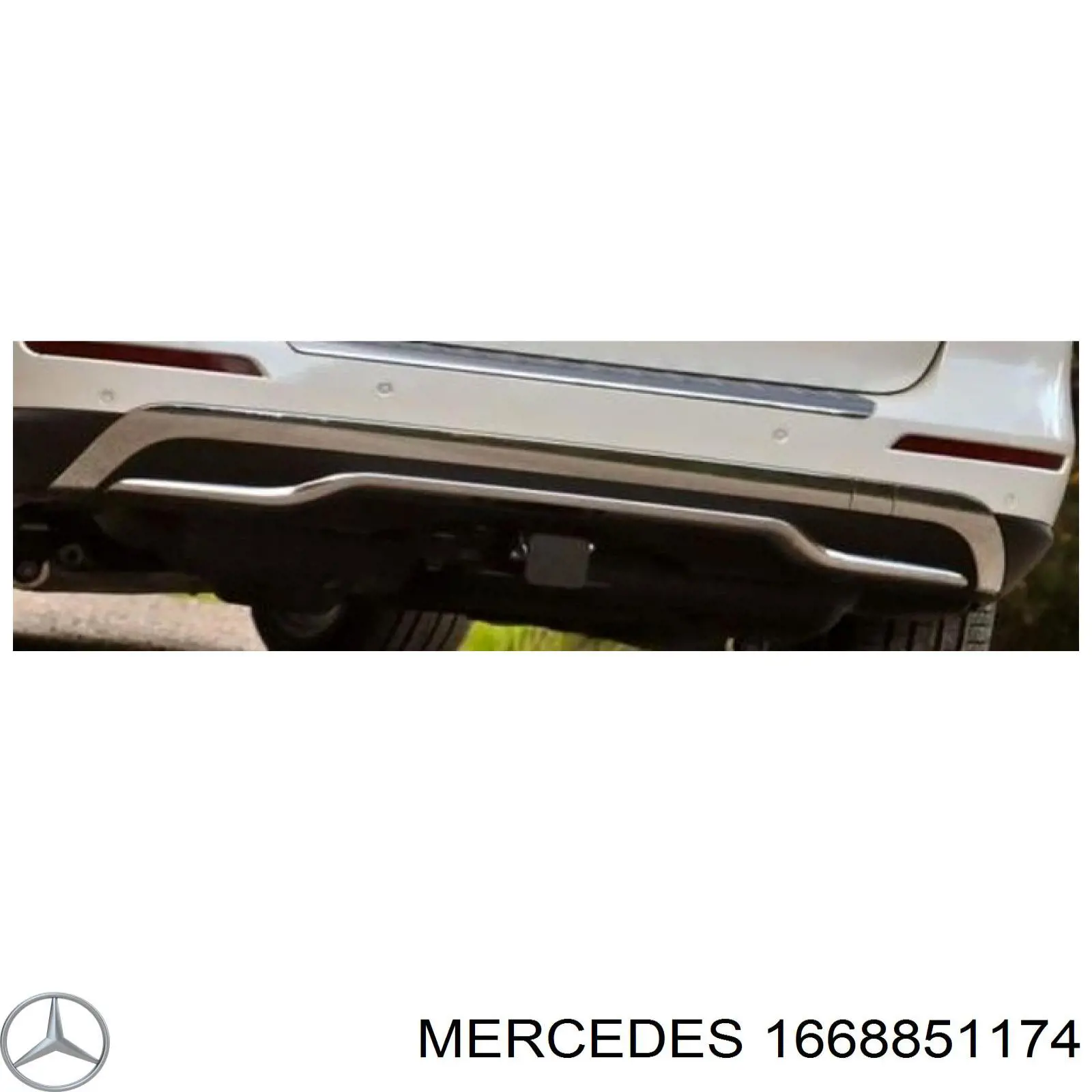 1668851174 Mercedes moldura do pára-choque traseiro