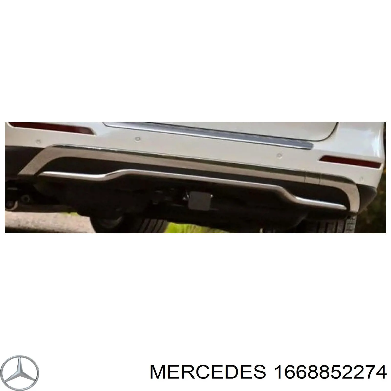 1668852274 Mercedes moldura do pára-choque traseiro