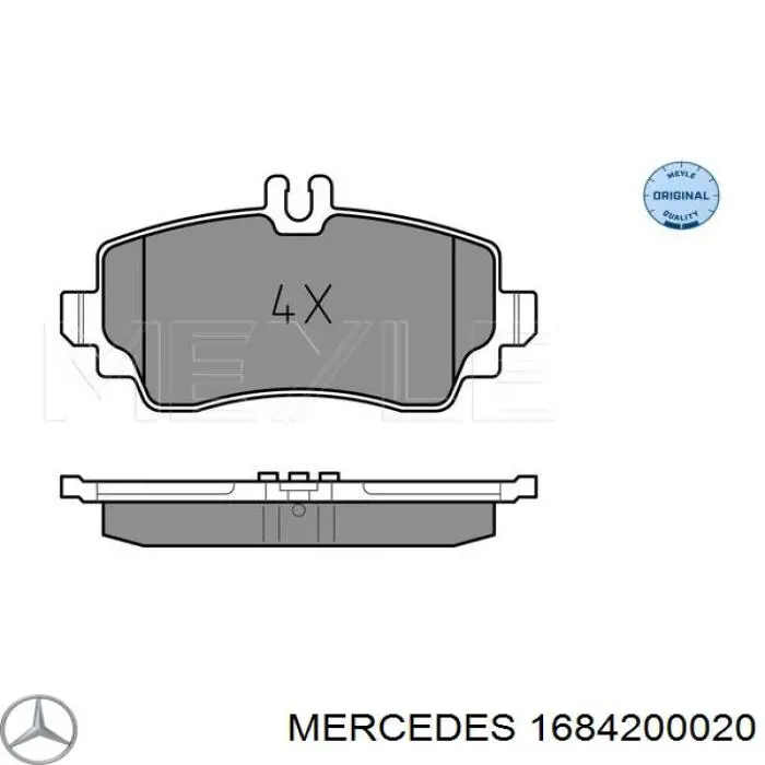 Передние тормозные колодки 1684200020 Mercedes