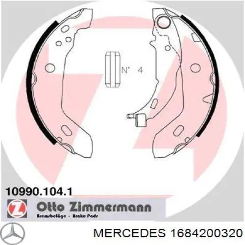 1684200320 Mercedes Барабанные тормозные колодки