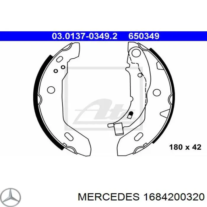 Купить 1684200320 Mercedes Задние барабанные тормозные колодки