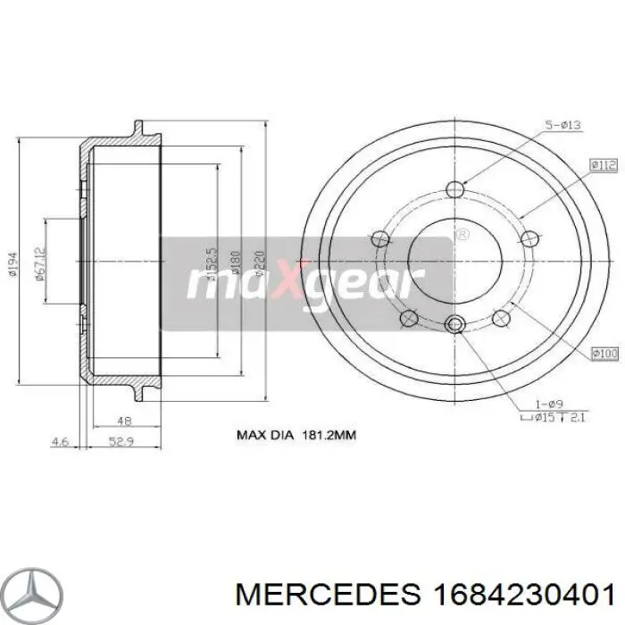 Тормозной барабан 1684230401 Mercedes