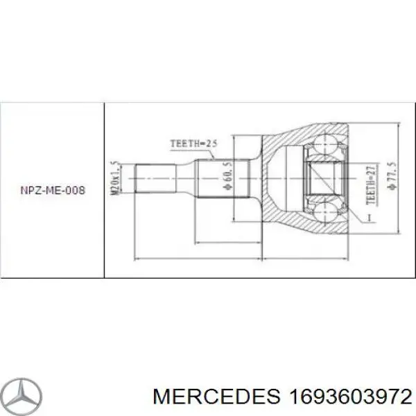 Купить A1693607372 Mercedes Привод в сборе левый