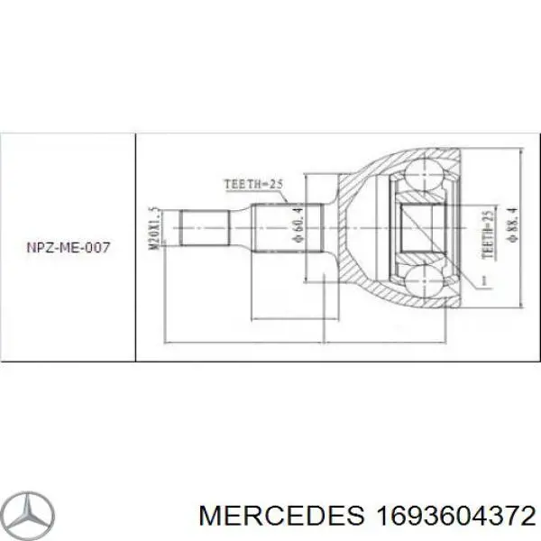 Купить 1693604372 Mercedes Привод в сборе левый